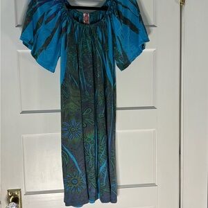 Blue and Green Patterned Dress